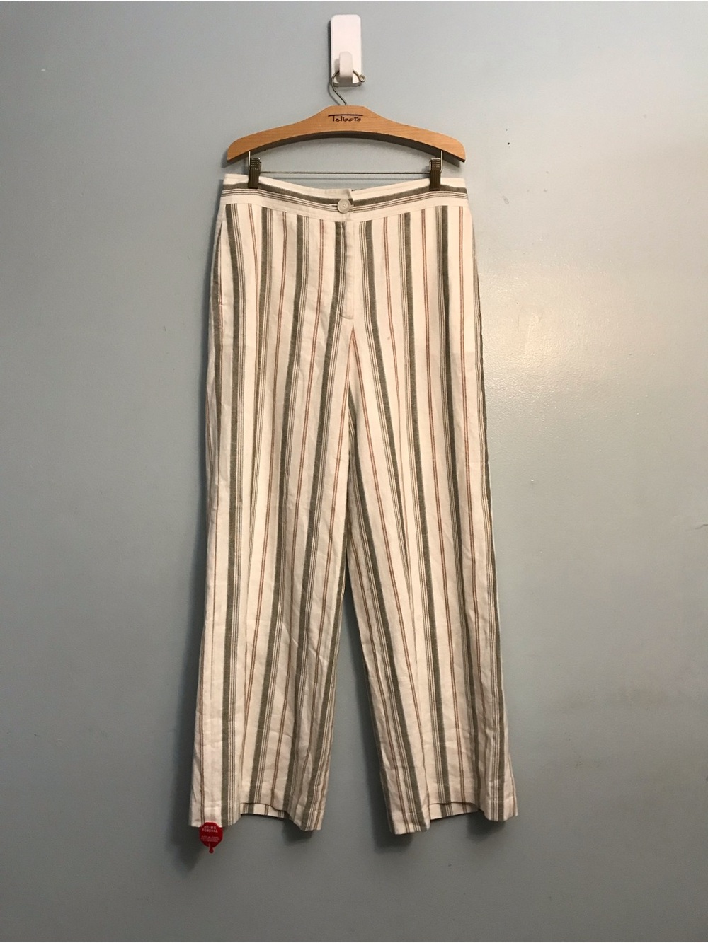 Taharie Striped Wide-Leg Linen Pants - White & Brown